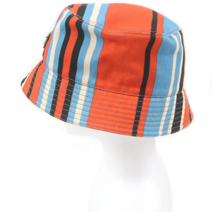 Great PRADA hat Stripe Triangle Logo Triangle Plate Orange multi-color mens 2HC137