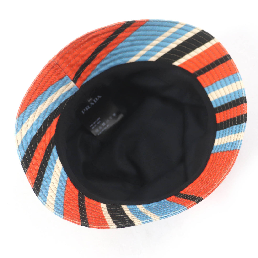 Great PRADA hat Stripe Triangle Logo Triangle Plate Orange multi-color mens 2HC137