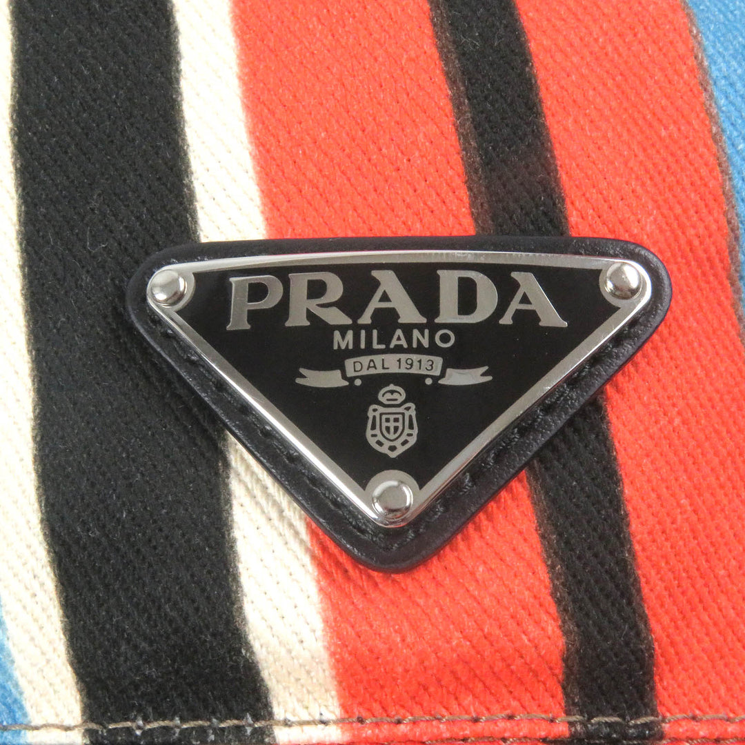 Great PRADA hat Stripe Triangle Logo Triangle Plate Orange multi-color mens 2HC137
