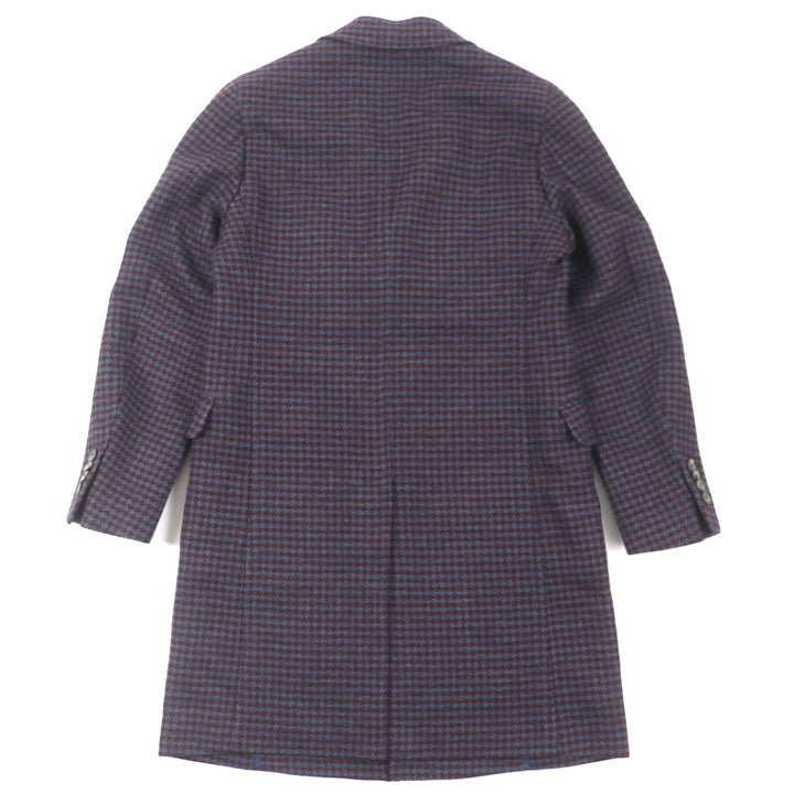 Excellent BOGLIOLI Chester coat houndstooth single Bordeaux wool mens 48 C3401P