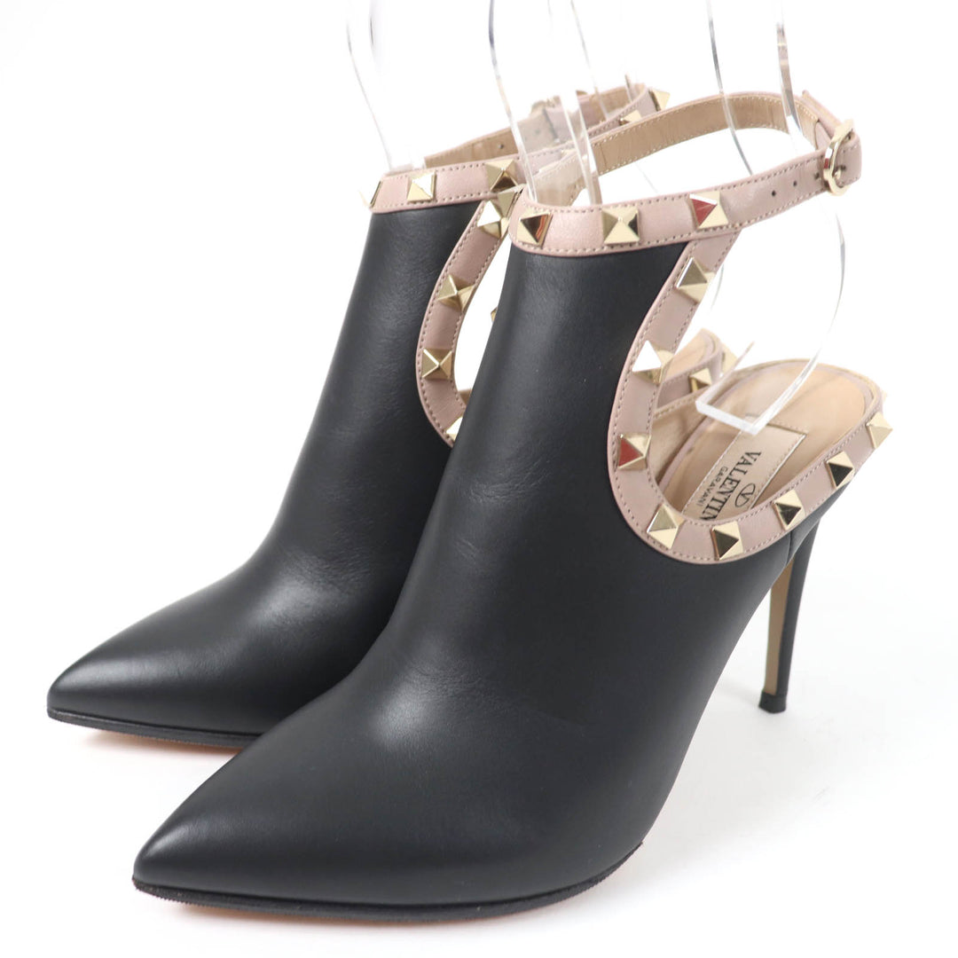 Great Valentino Garavani Booties Rockstud ankle strap pumps black leather Women