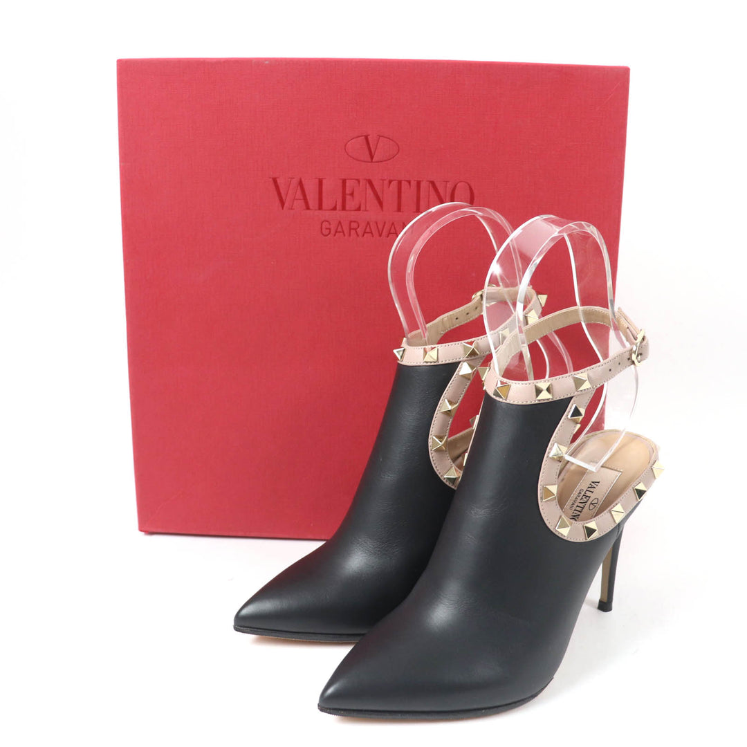 Great Valentino Garavani Booties Rockstud ankle strap pumps black leather Women