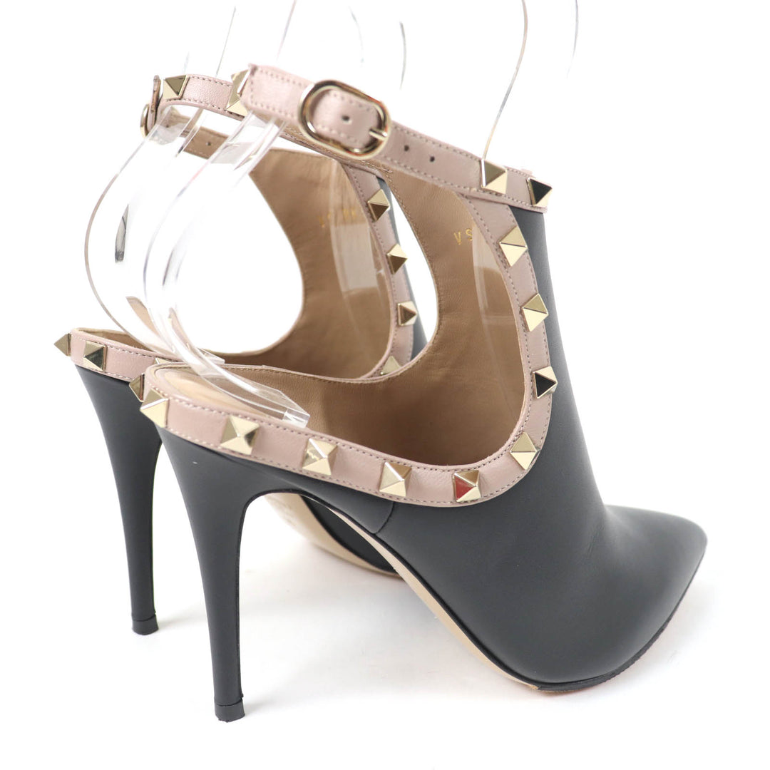 Great Valentino Garavani Booties Rockstud ankle strap pumps black leather Women