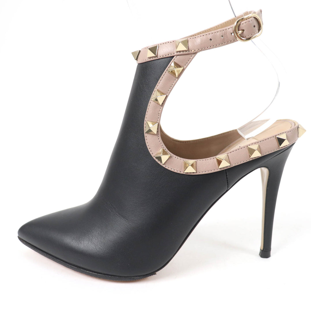 Great Valentino Garavani Booties Rockstud ankle strap pumps black leather Women