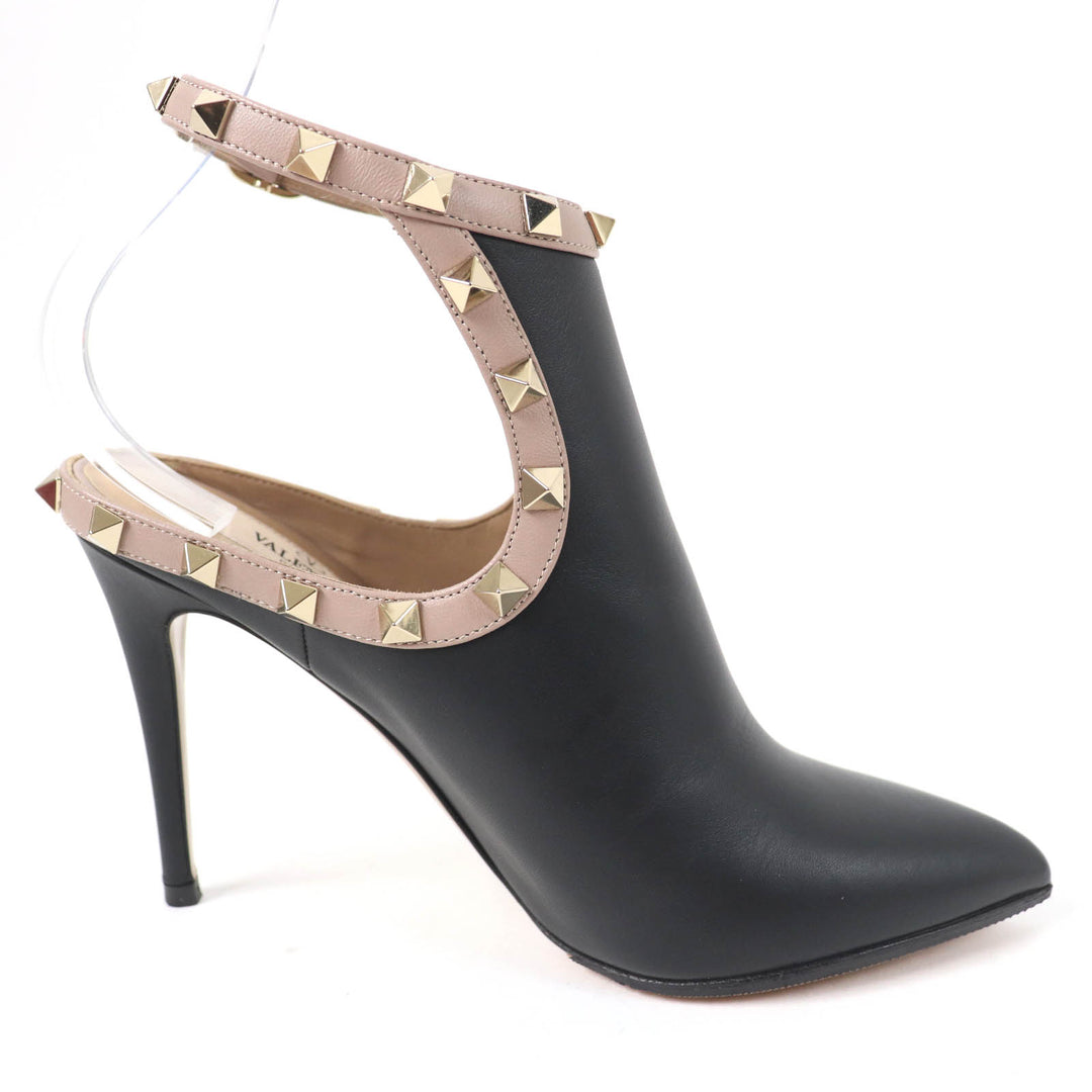 Great Valentino Garavani Booties Rockstud ankle strap pumps black leather Women