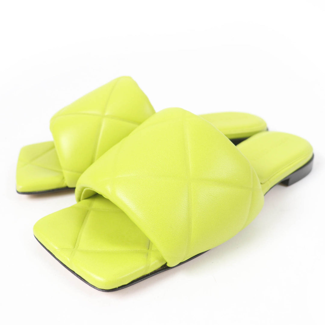 Pristine BOTTEGAVENETA Mule lido Flat sandals Light green leather Women 35
