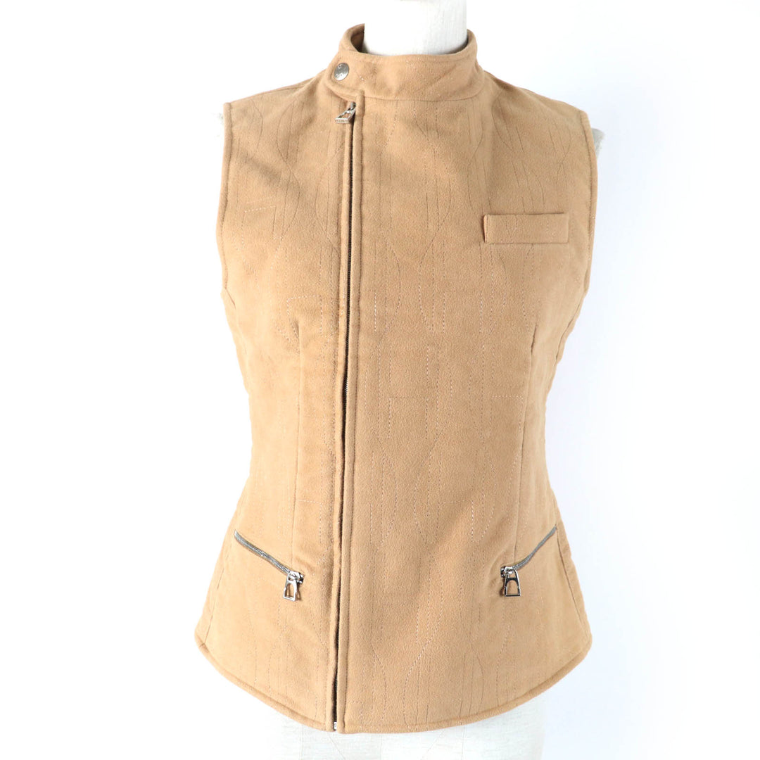 Great HERMES Best Serie button H motif padded ZIP UP quilted beige cotton Women 36