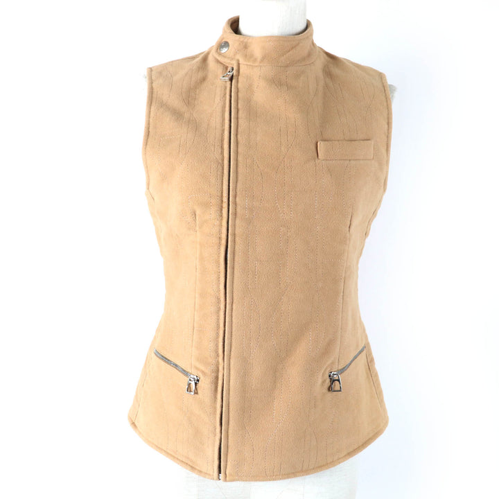 Great HERMES Best Serie button H motif padded ZIP UP quilted beige cotton Women