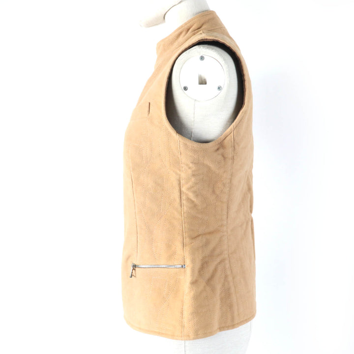 Great HERMES Best Serie button H motif padded ZIP UP quilted beige cotton Women
