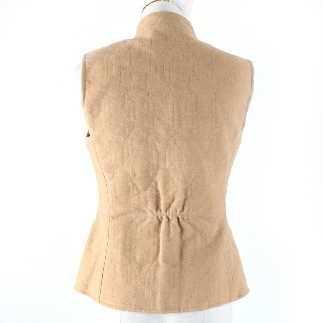 Great HERMES Best Serie button H motif padded ZIP UP quilted beige cotton Women