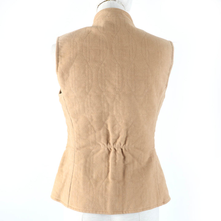 Great HERMES Best Serie button H motif padded ZIP UP quilted beige cotton Women