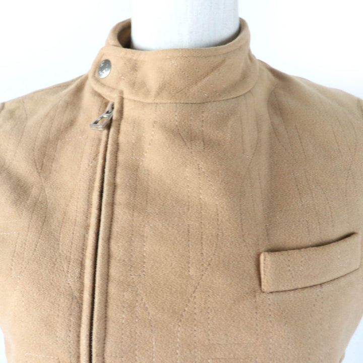 Great HERMES Best Serie button H motif padded ZIP UP quilted beige cotton Women