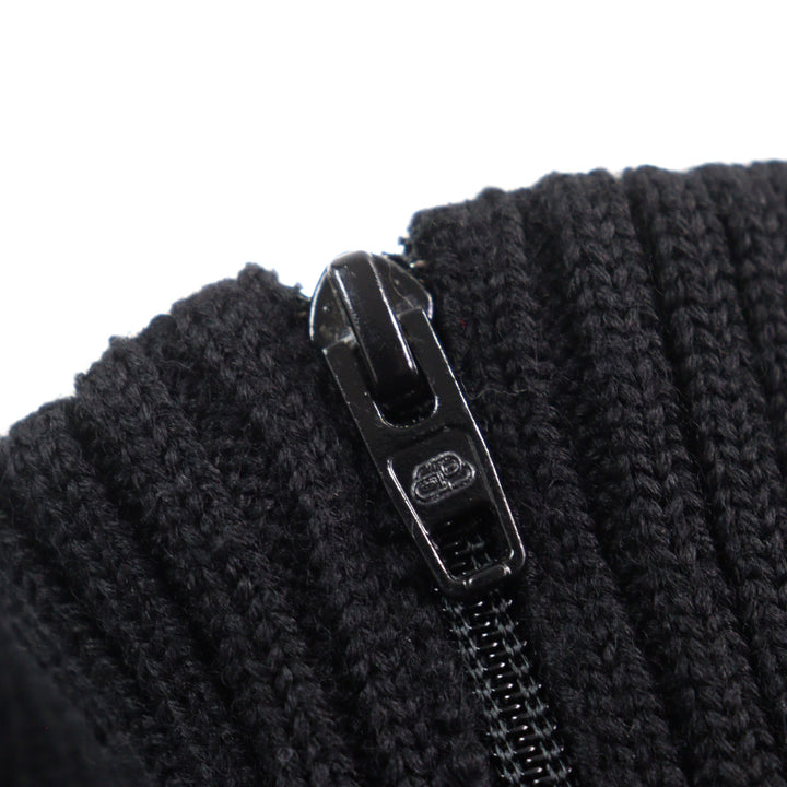 Great BALENCIAGA knit Logo print oversized half zip Black White wool mens XS 641734