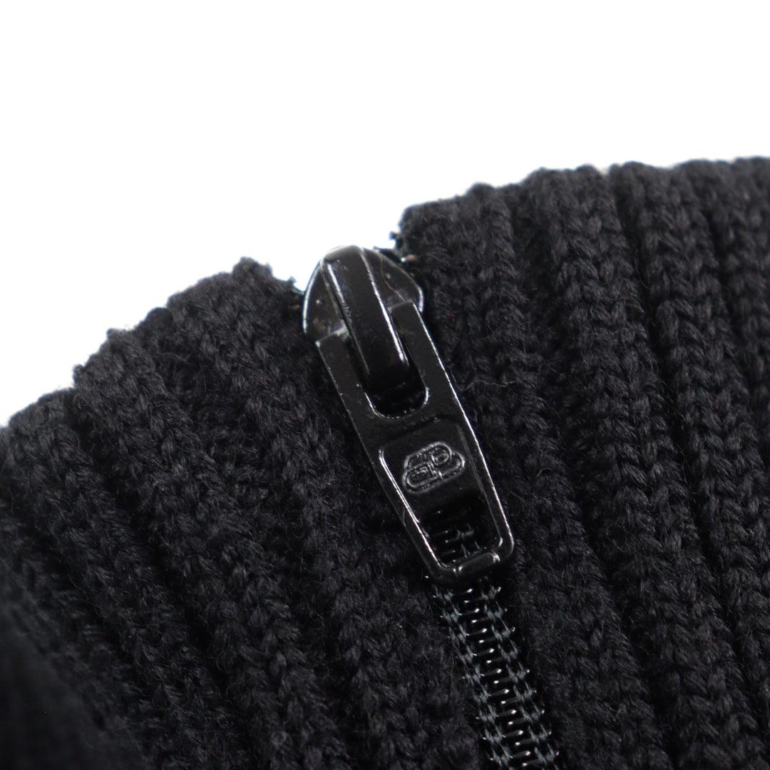 Great BALENCIAGA knit Logo print oversized half zip Black White wool mens XS