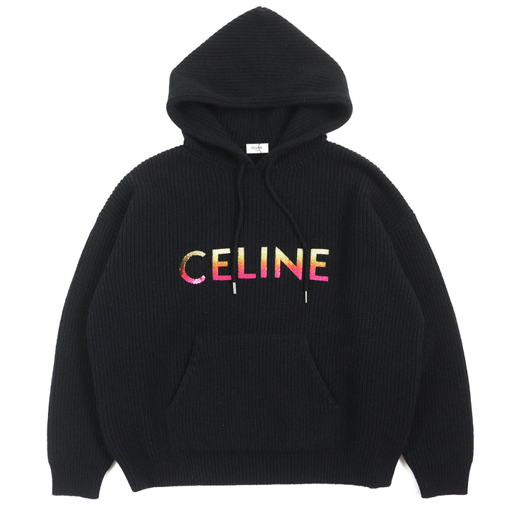 Pristine CELINE Parker Embroidered sequin gradient logo knit pullover mens XS