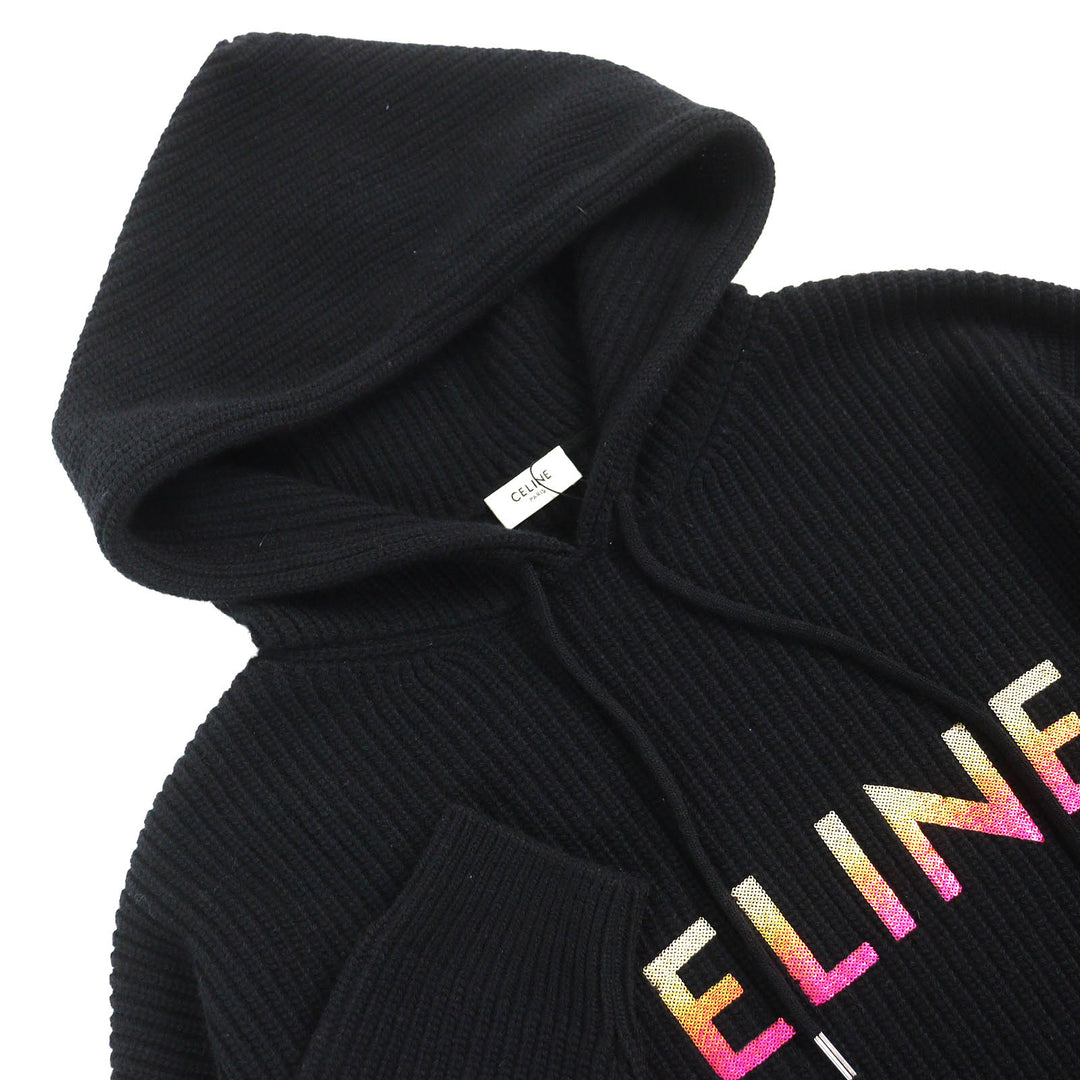 Pristine CELINE Parker Embroidered sequin gradient logo knit pullover mens XS 2A10X66Q