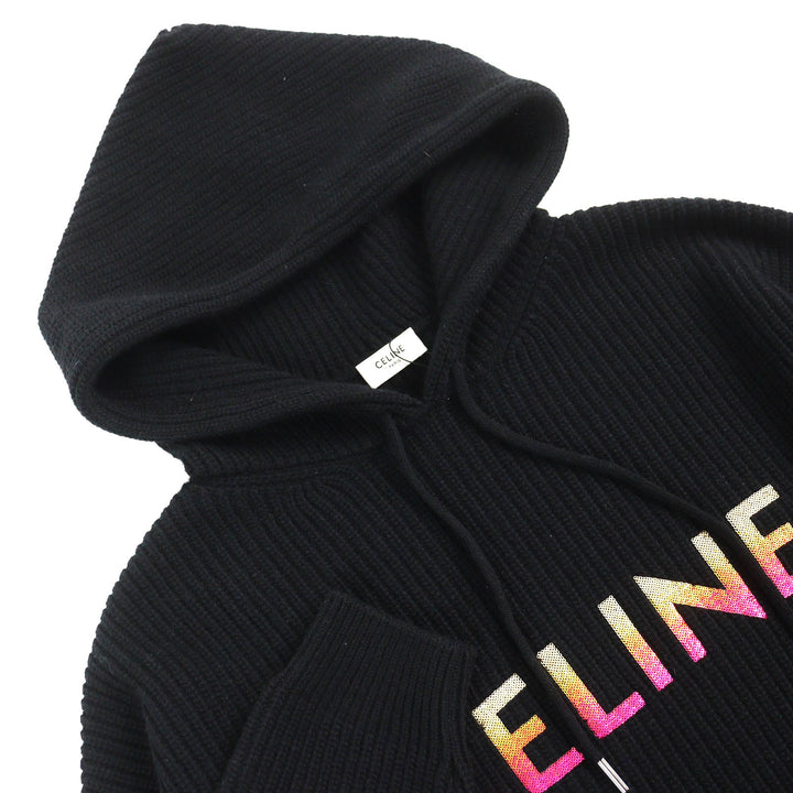 Pristine CELINE Parker Embroidered sequin gradient logo knit pullover mens XS