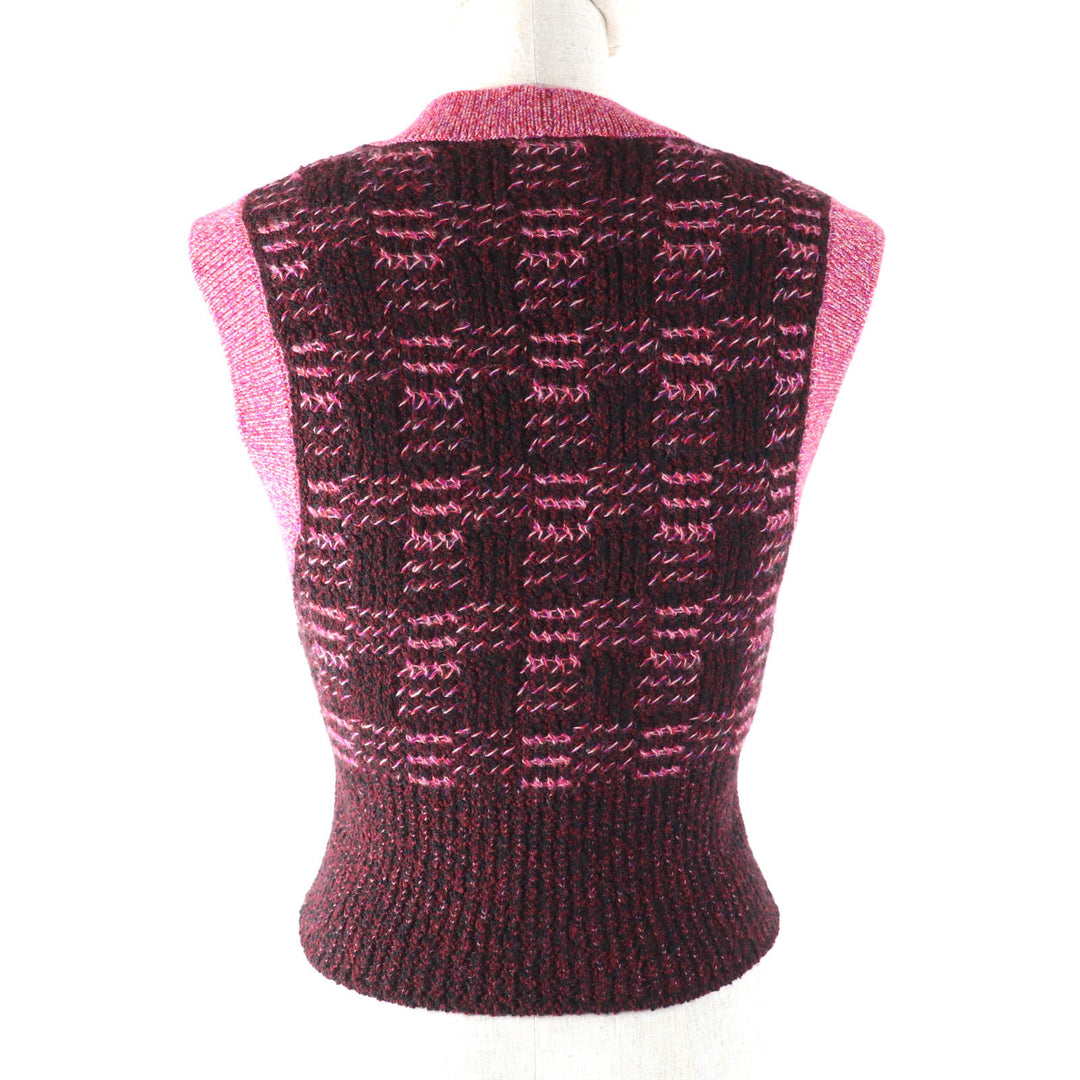 Excellent CHANEL Best COCO MarkMetal V-neck knit Pink cashmere Women 34 P73852