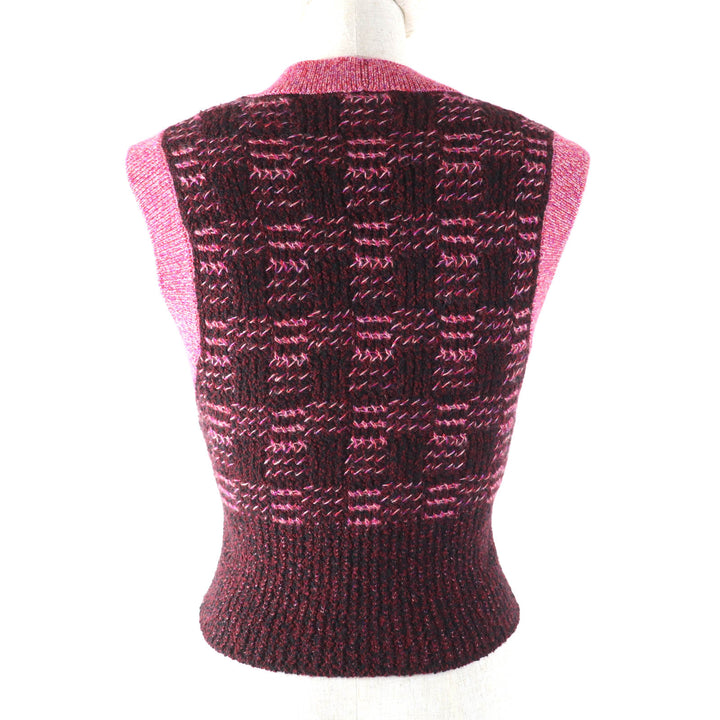Excellent CHANEL Best COCO MarkMetal V-neck knit Pink cashmere Women 34 P73852