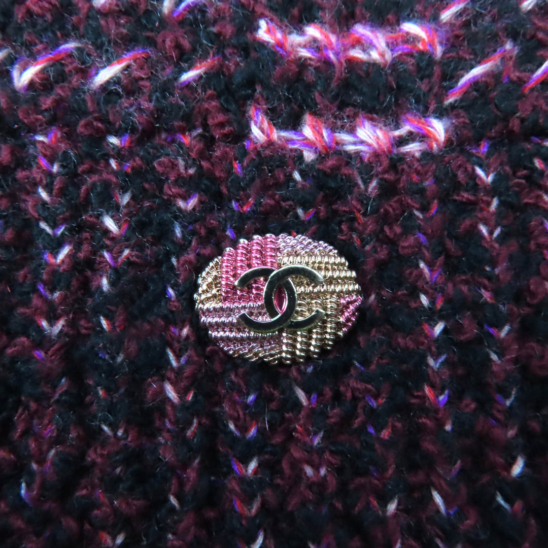 Excellent CHANEL Best COCO MarkMetal V-neck knit Pink cashmere Women 34 P73852