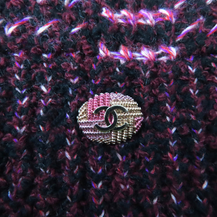 Excellent CHANEL Best COCO MarkMetal V-neck knit Pink cashmere Women 34 P73852