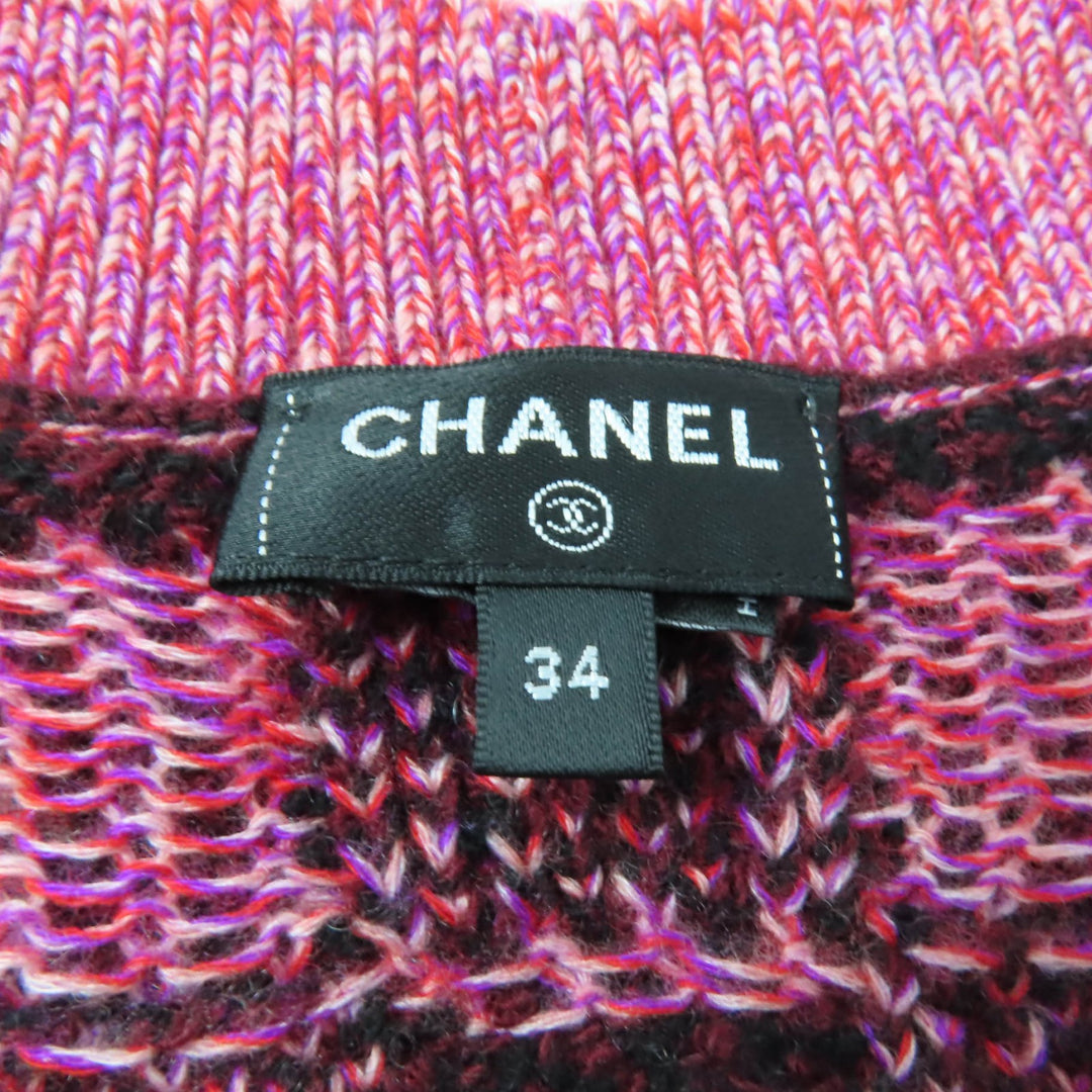 Excellent CHANEL Best COCO MarkMetal V-neck knit Pink cashmere Women 34 P73852