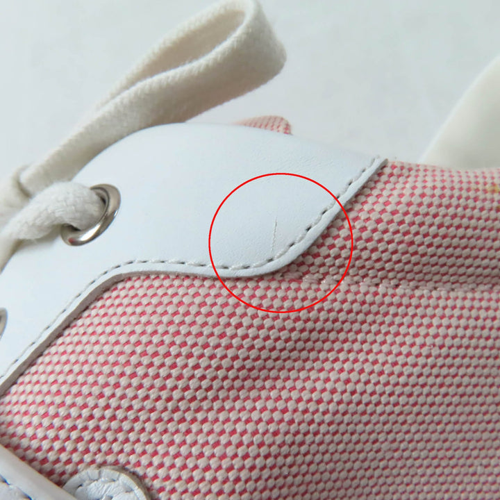 Excellent HERMES sneakers Day leather detailing and lace-up canvas pink 36.5
