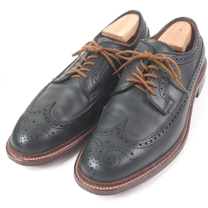 Excellent ALDEN Leather shoes SHIPS exclusive full brogue dress shoes Dark green leather mens 8 N6517