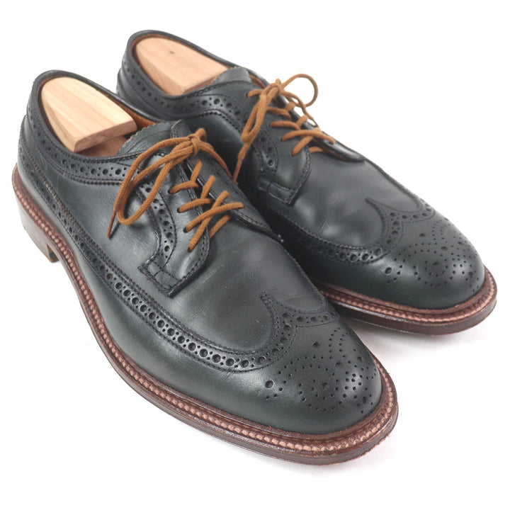 Excellent ALDEN Leather shoes SHIPS exclusive full brogue dress shoes Dark green leather mens 8 N6517