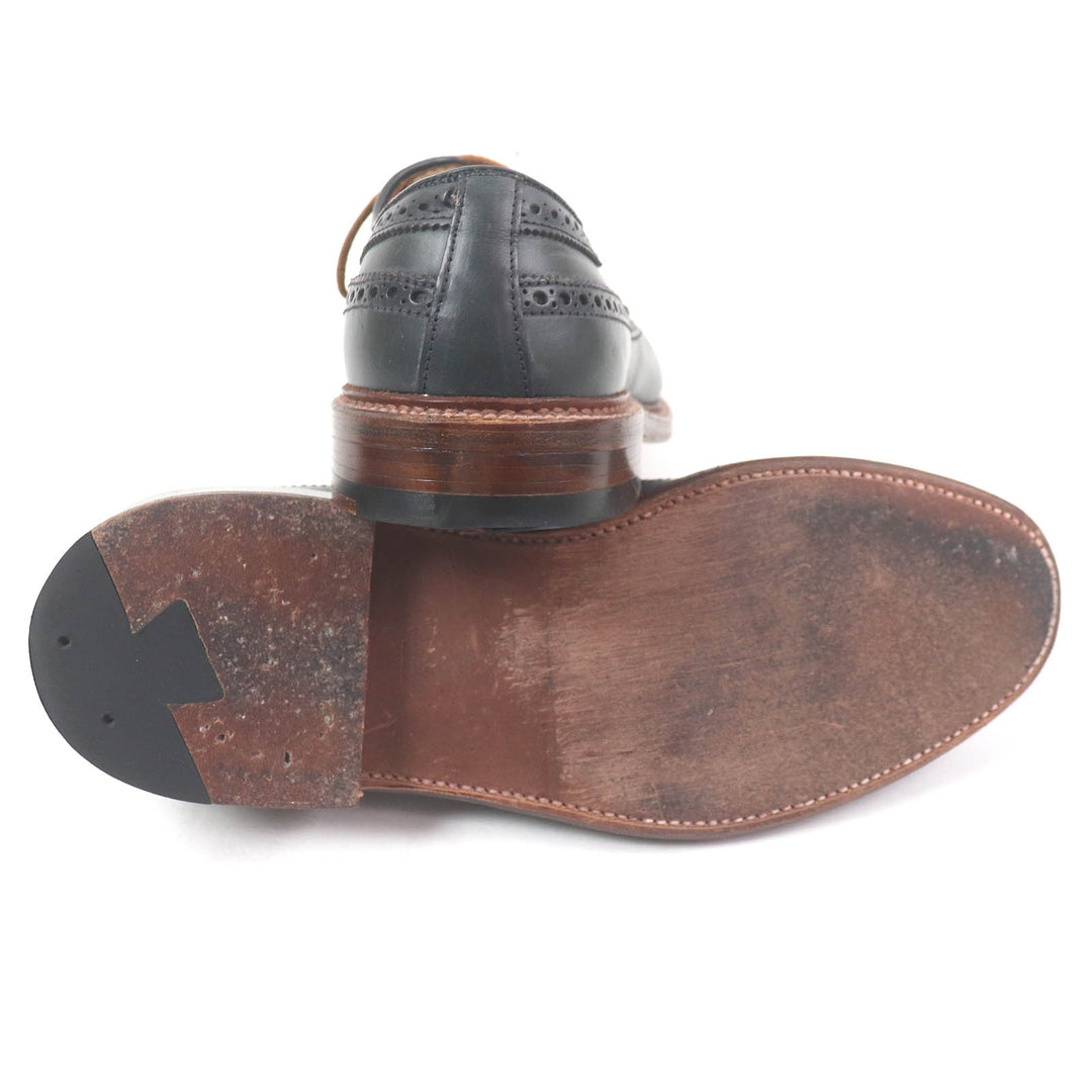 Excellent ALDEN Leather shoes SHIPS exclusive full brogue dress shoes Dark green leather mens 8 N6517