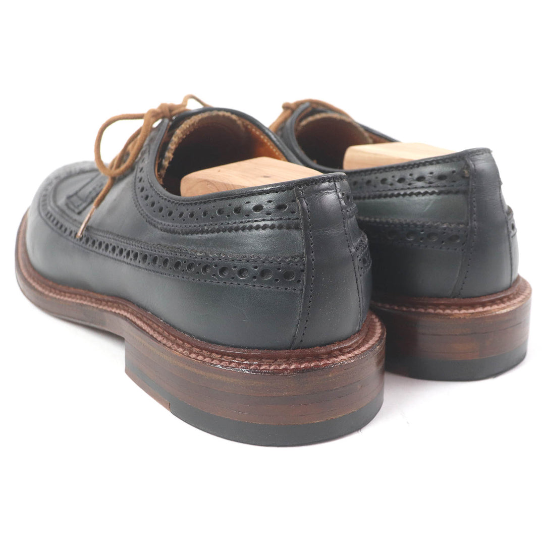 Excellent ALDEN Leather shoes SHIPS exclusive full brogue dress shoes Dark green leather mens 8 N6517