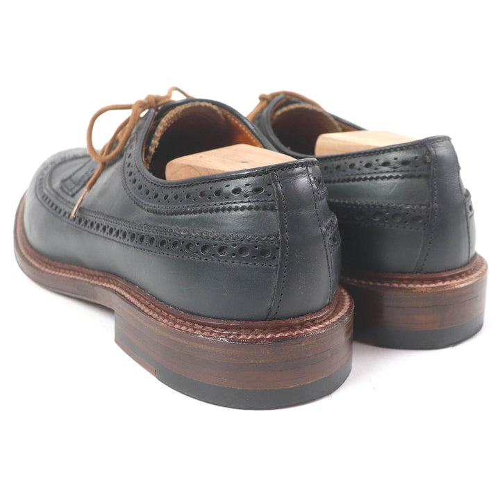 Excellent ALDEN Leather shoes SHIPS exclusive full brogue dress shoes Dark green leather mens 8 N6517
