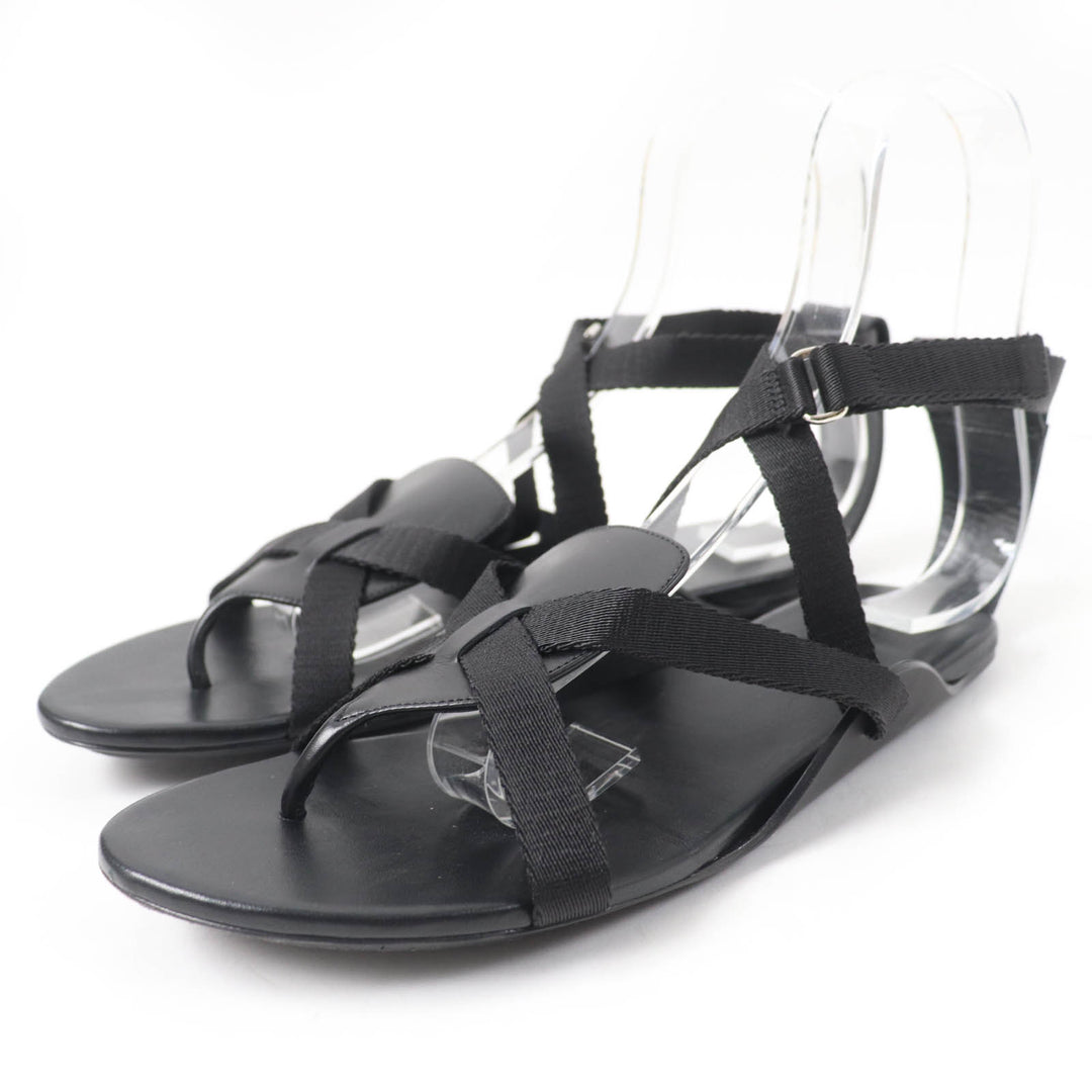 Great HERMES Sandals aura Ankle strap black leather Women 38 201063Z