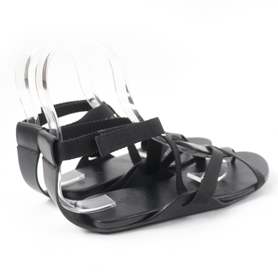 Great HERMES Sandals aura Ankle strap black leather Women 38 201063Z