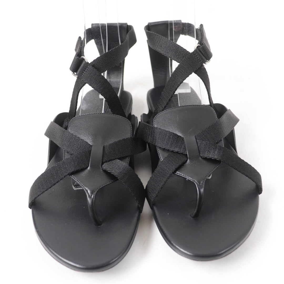 Great HERMES Sandals aura Ankle strap black leather Women 38 201063Z