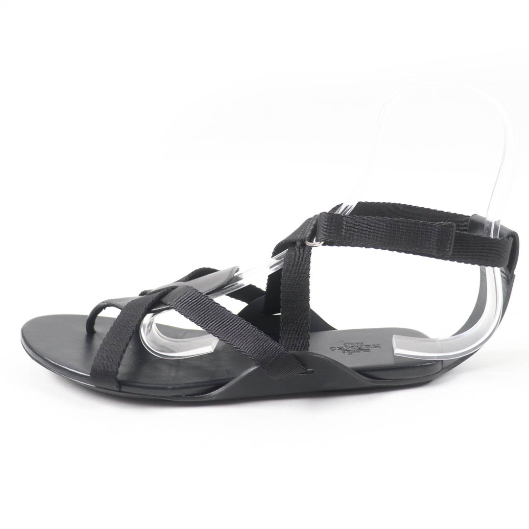 Great HERMES Sandals aura Ankle strap black leather Women 38 201063Z