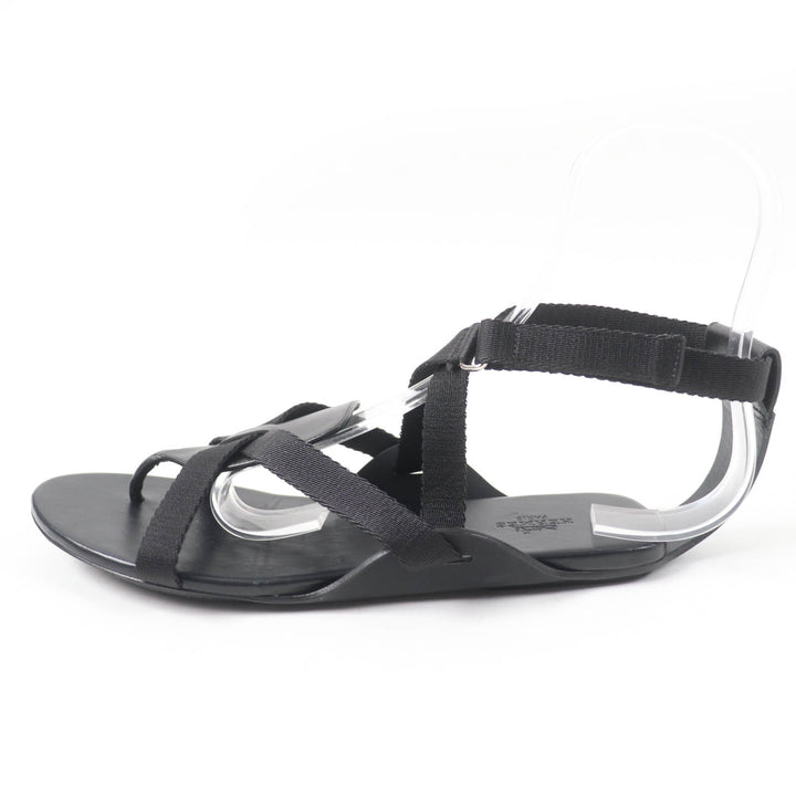 Great HERMES Sandals aura Ankle strap black leather Women 38 201063Z