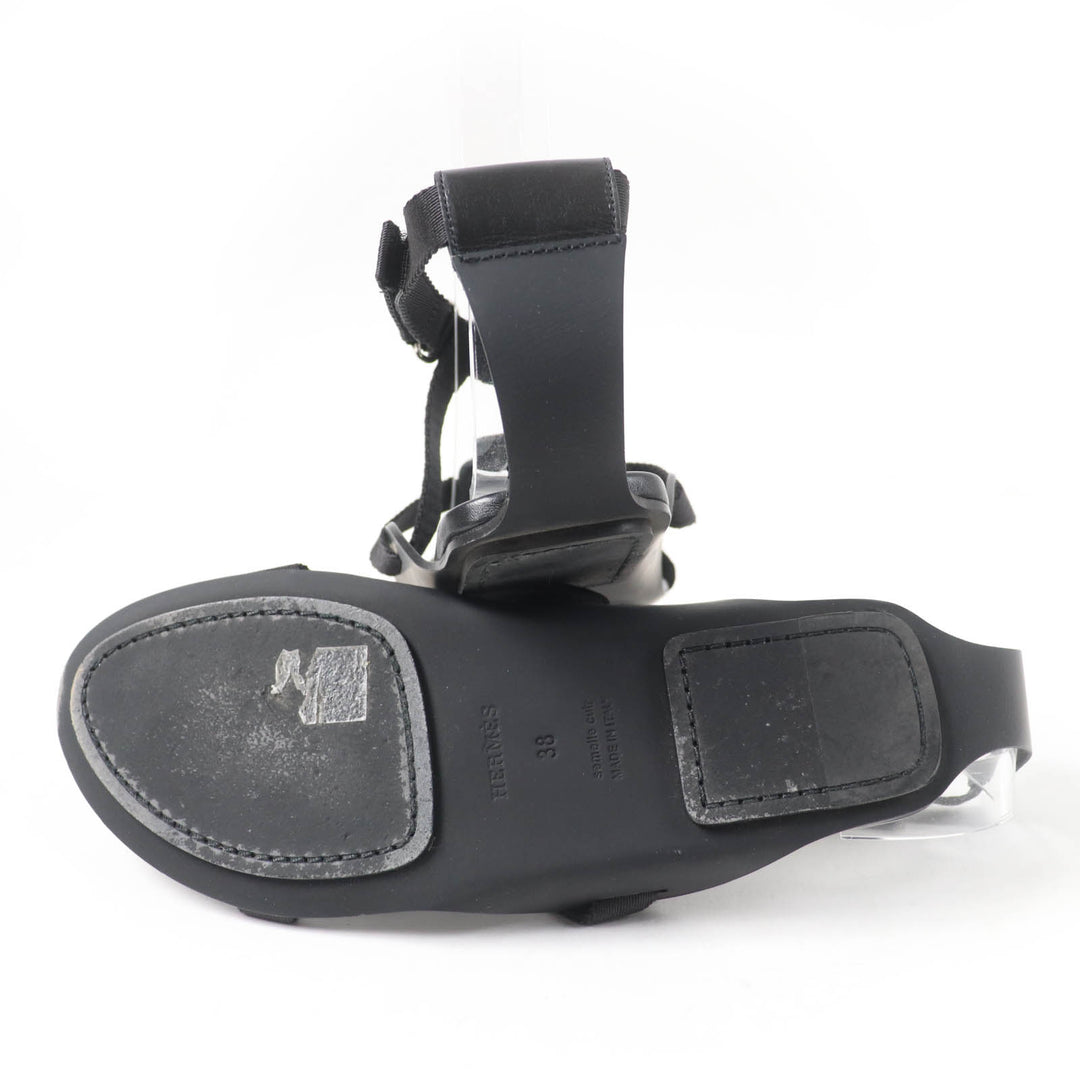 Great HERMES Sandals aura Ankle strap black leather Women 38 201063Z