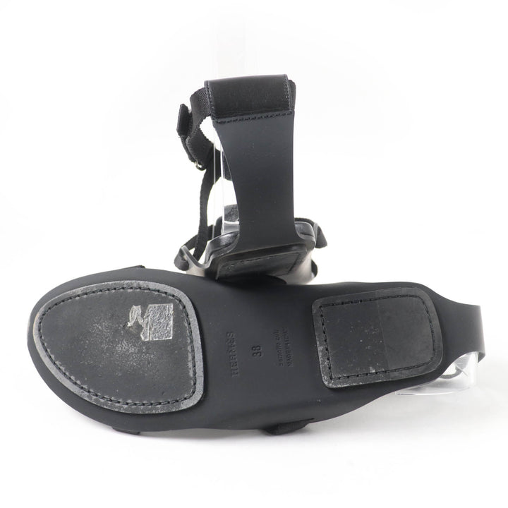 Great HERMES Sandals aura Ankle strap black leather Women 38 201063Z