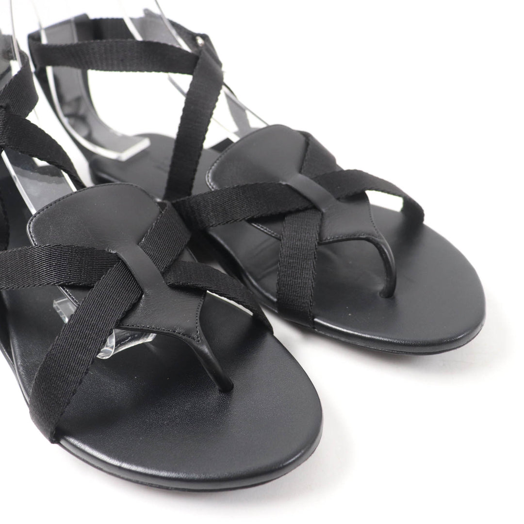 Great HERMES Sandals aura Ankle strap black leather Women 38 201063Z