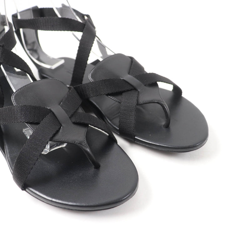 Great HERMES Sandals aura Ankle strap black leather Women 38 201063Z