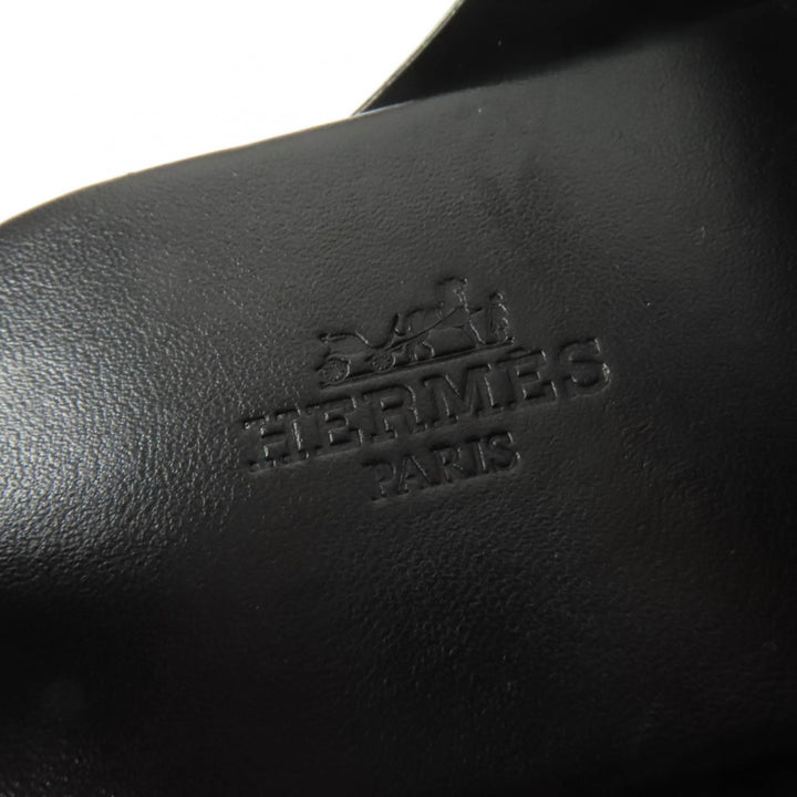Great HERMES Sandals aura Ankle strap black leather Women 38 201063Z