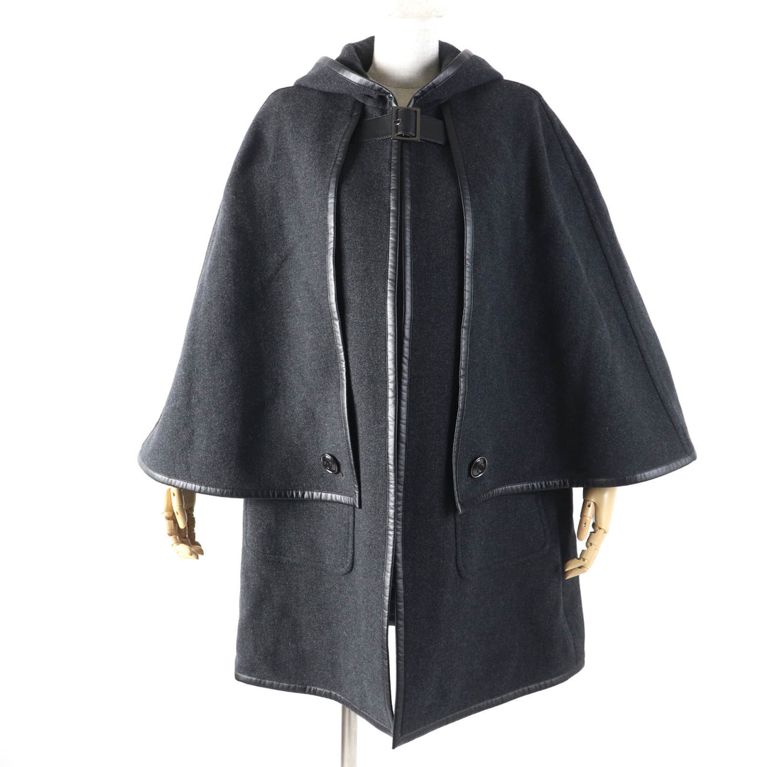 Great TAE ASHIDA poncho Layered piping design hoodie coat wool Women M TC2708