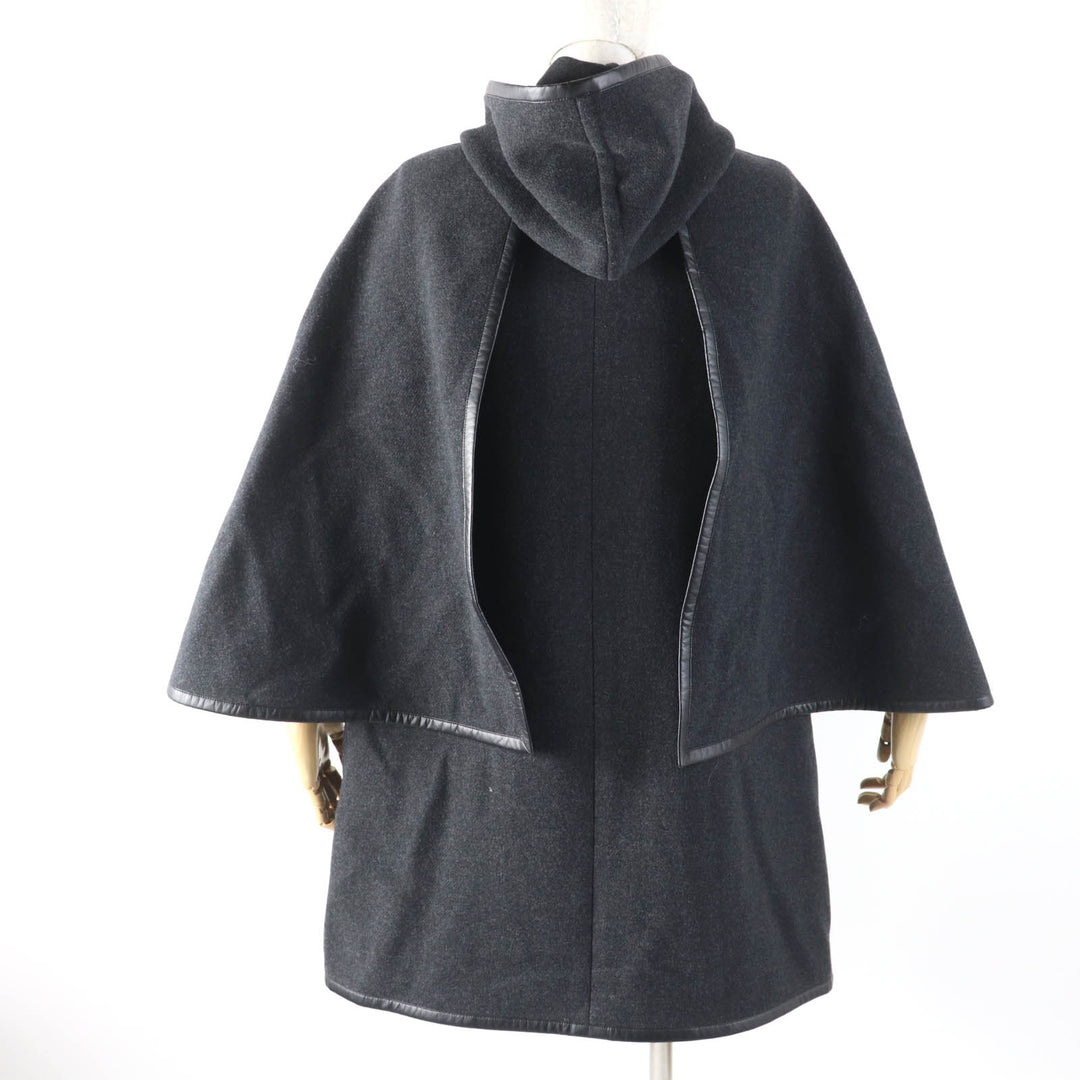 Great TAE ASHIDA poncho Layered piping design hoodie coat wool Women M TC2708