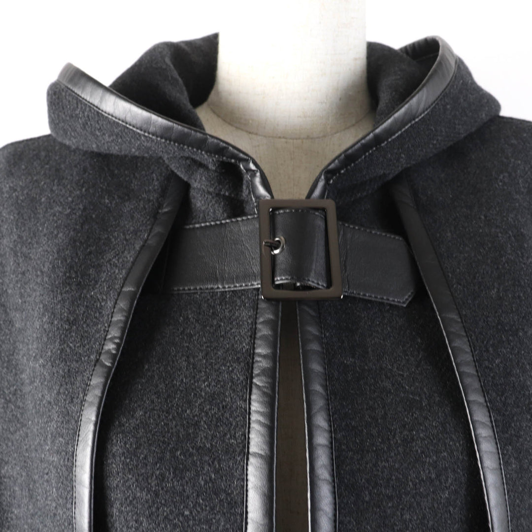 Great TAE ASHIDA poncho Layered piping design hoodie coat wool Women M TC2708