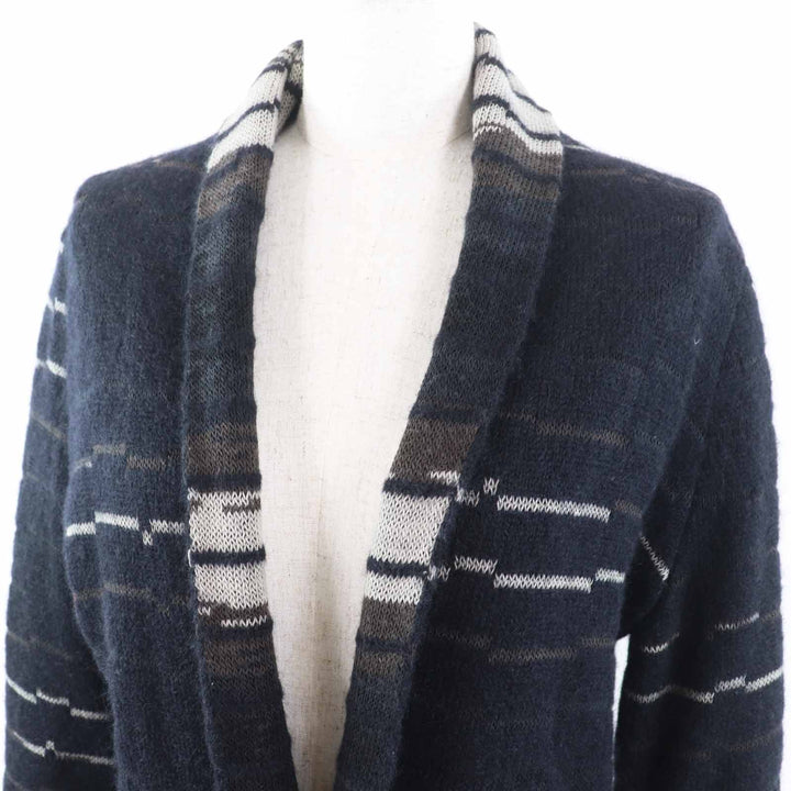 Excellent CHANEL cardigan COCO Mark buttoned knit Dark navy wool Women 42 09A P36148