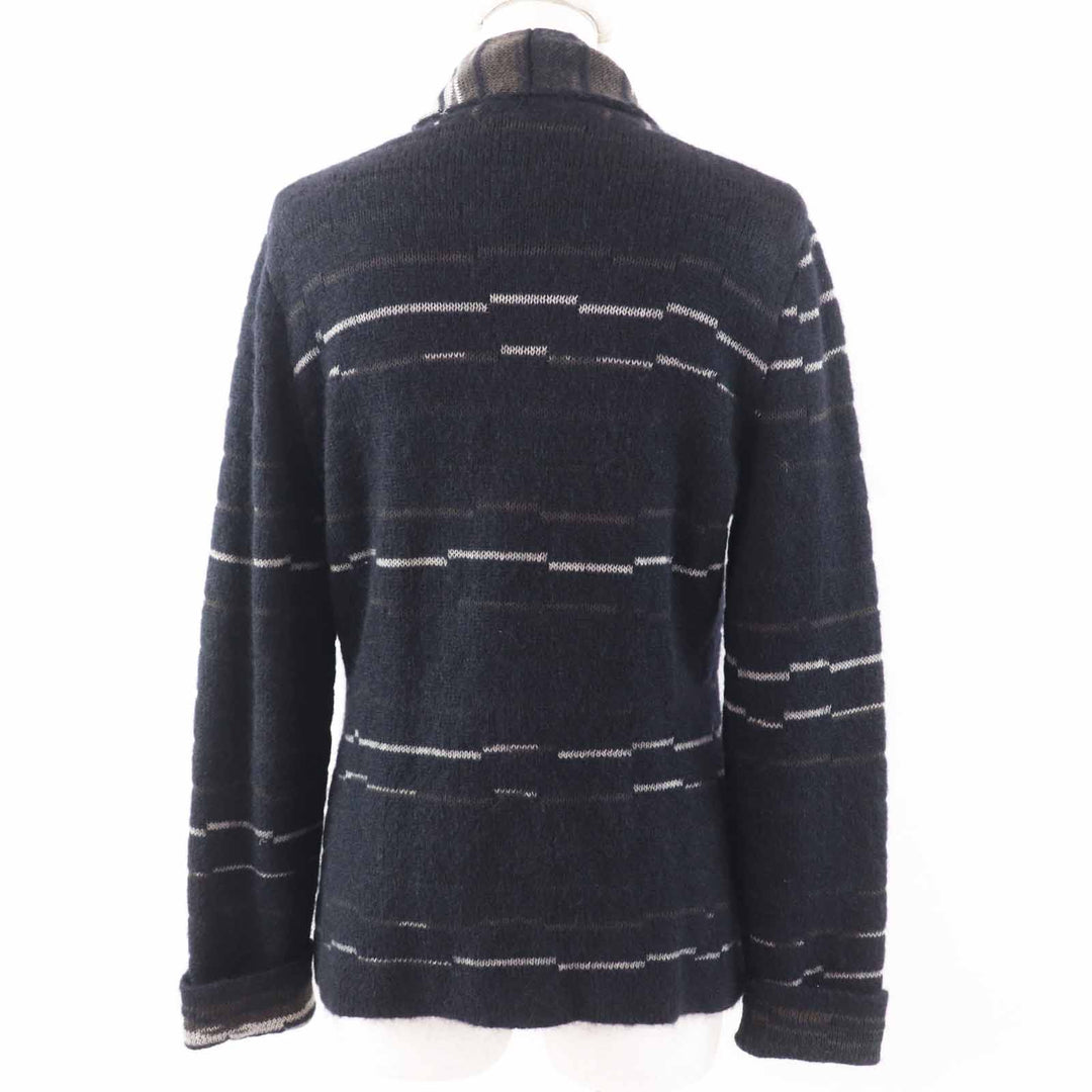 Excellent CHANEL cardigan COCO Mark buttoned knit Dark navy wool Women 42 09A P36148