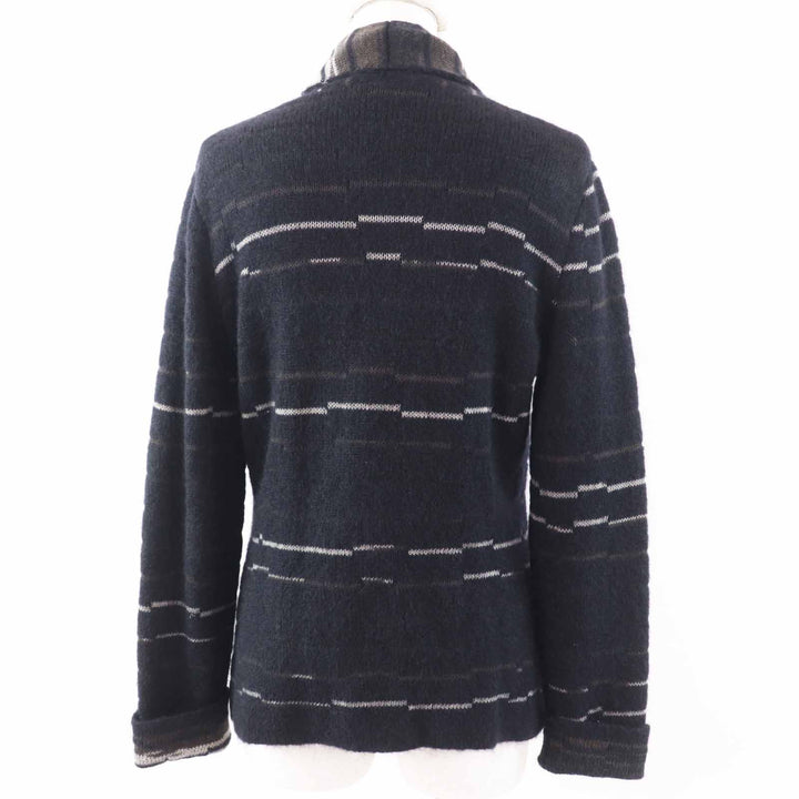 Excellent CHANEL cardigan COCO Mark buttoned knit Dark navy wool Women 42 09A P36148