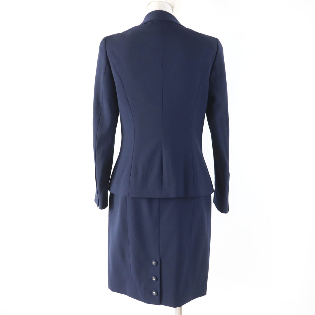 Excellent CHANEL setup COCO Mark Button Jacket and Skirt Navy Women 38 96P P06410V04616