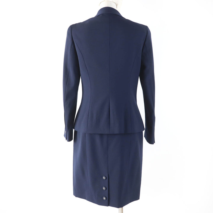 Excellent CHANEL setup COCO Mark Button Jacket and Skirt Navy Women 38 96P P06410V04616